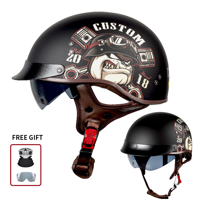 Vintage Open Face Retro Helmet - Helm Motor Vintage Setengah Terbuka dengan