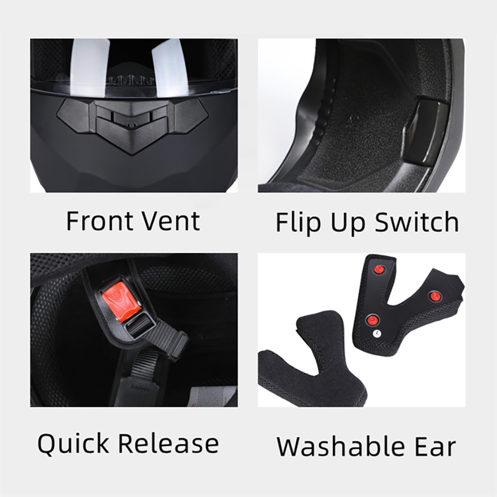 Helm sepeda motor lensa ganda  - Modular Flip Up Motorcycle Helmet Dot Approved ulasan dan harga