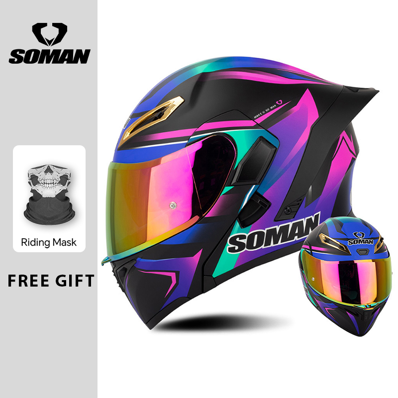Helm Motor Unisex DOT Approved - Dual Visor Motorcycle Racing Helmet ulasan dan harga